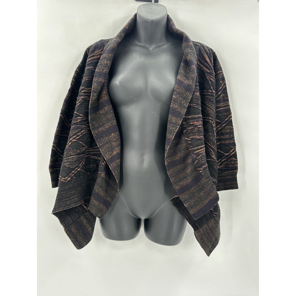 Soft Surroundings Where Time Stops Geo Cascade Front Open Cardigan Sweater Sz S